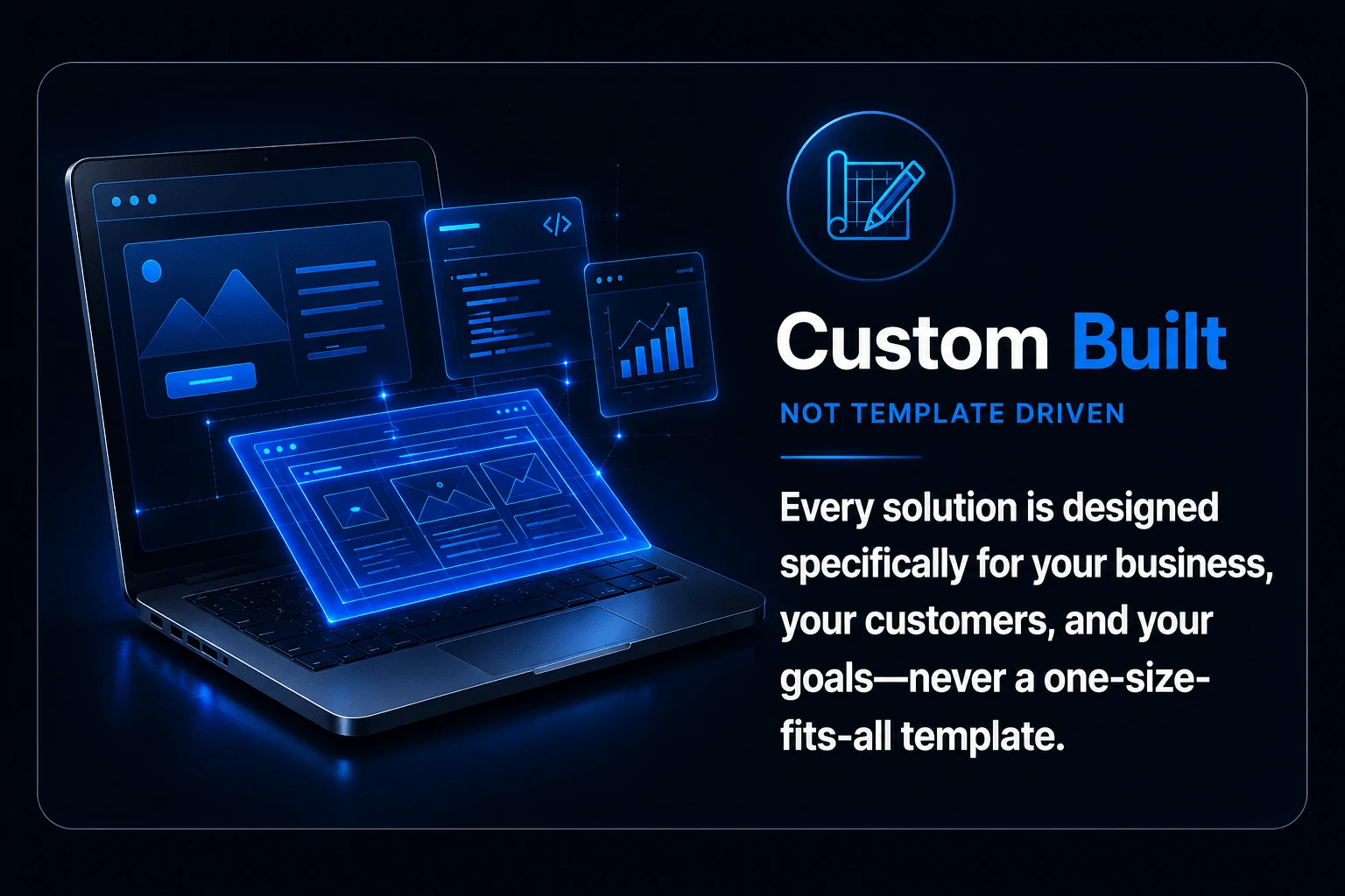 Custom built technology, not template driven